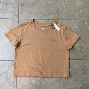 PINK Victoria’s Secret Crop Tan Tee Shirt NWT